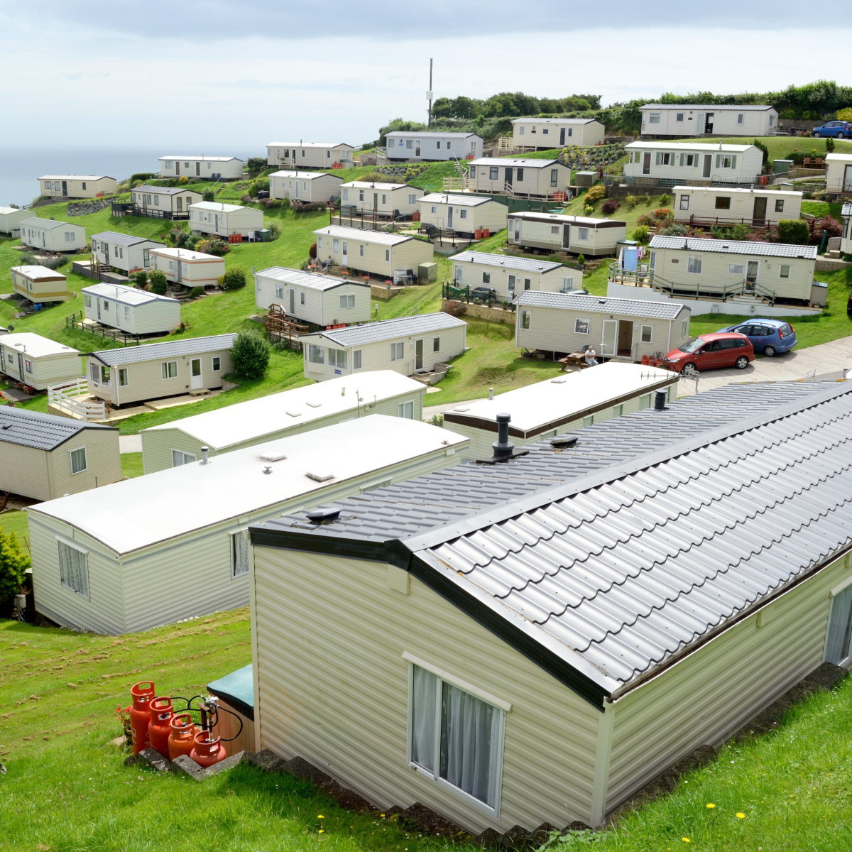 Large group of static caravans