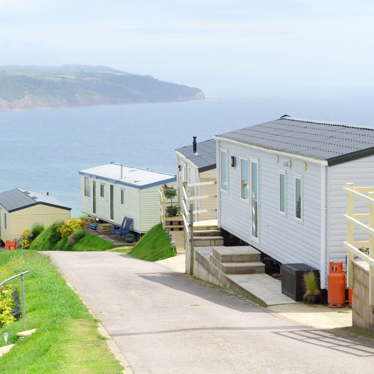 Caravan Park near village Beer in Devon, England